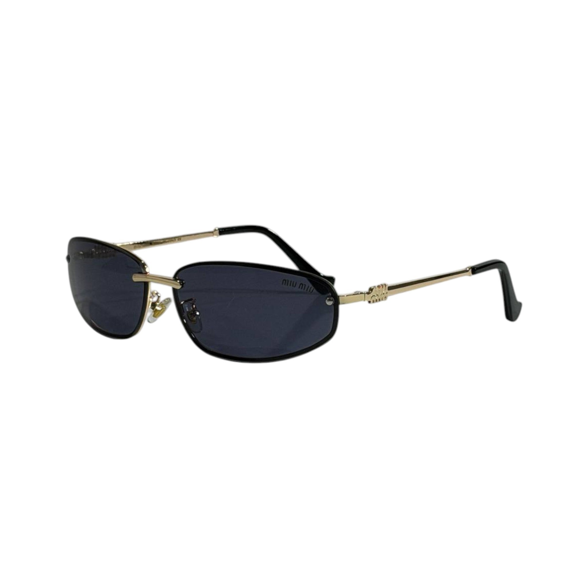 Miu Miu Rimless Black Sunglasses 🕶️ | Gold Frame Minimalist Eyewear - MASTERPIECE