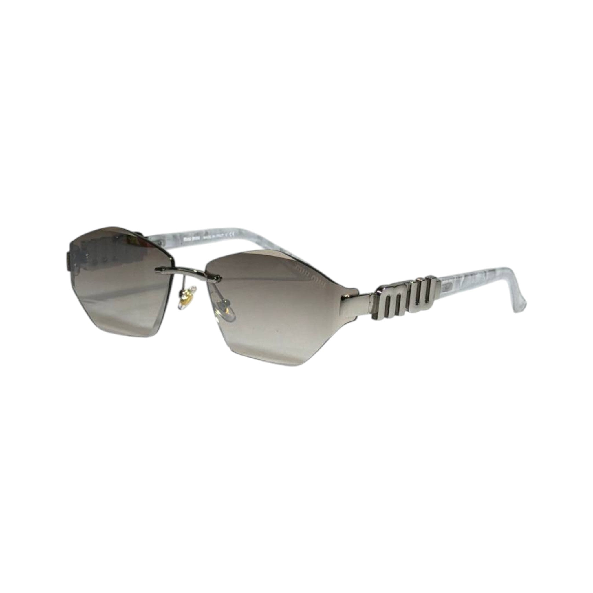 ✨ Miu Miu Rimless Geometric Sunglasses | Silver Gradient Lenses & Signature Detail 💎 - MASTERPIECE