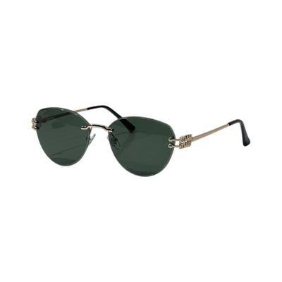 🕶️ Miu Miu Rimless Green Lens Sunglasses – Luxury Gold Edition ✨ - MASTERPIECE
