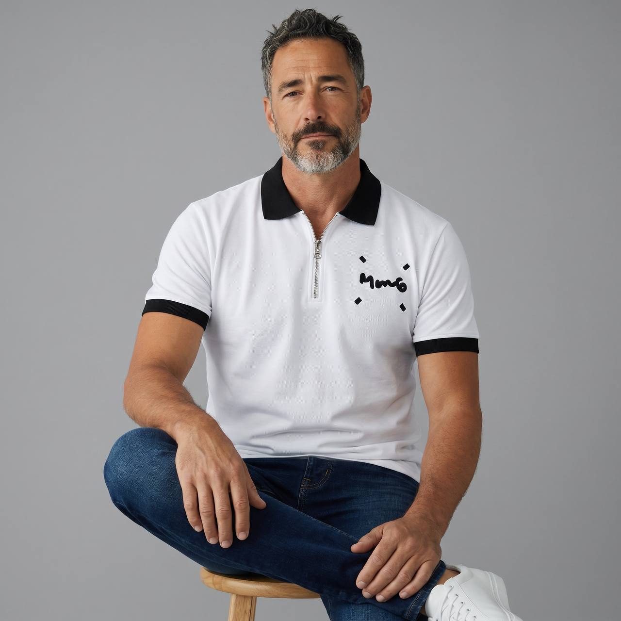 MM6 Maison Margiela Zip Polo Shirt – White & Black Edition 🤍🖤 - MASTERPIECE