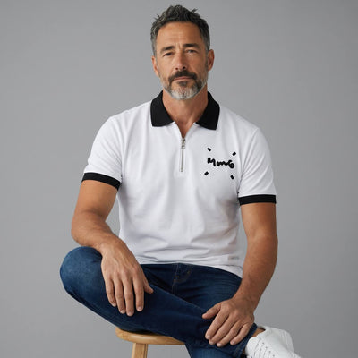 MM6 Maison Margiela Zip Polo Shirt – White & Black Edition 🤍🖤 - MASTERPIECE