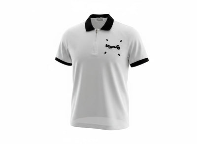 MM6 Maison Margiela Zip Polo Shirt – White & Black Edition 🤍🖤 - MASTERPIECE