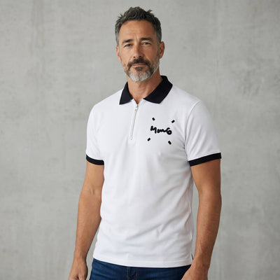 MM6 Maison Margiela Zip Polo Shirt – White & Black Edition 🤍🖤 - MASTERPIECE