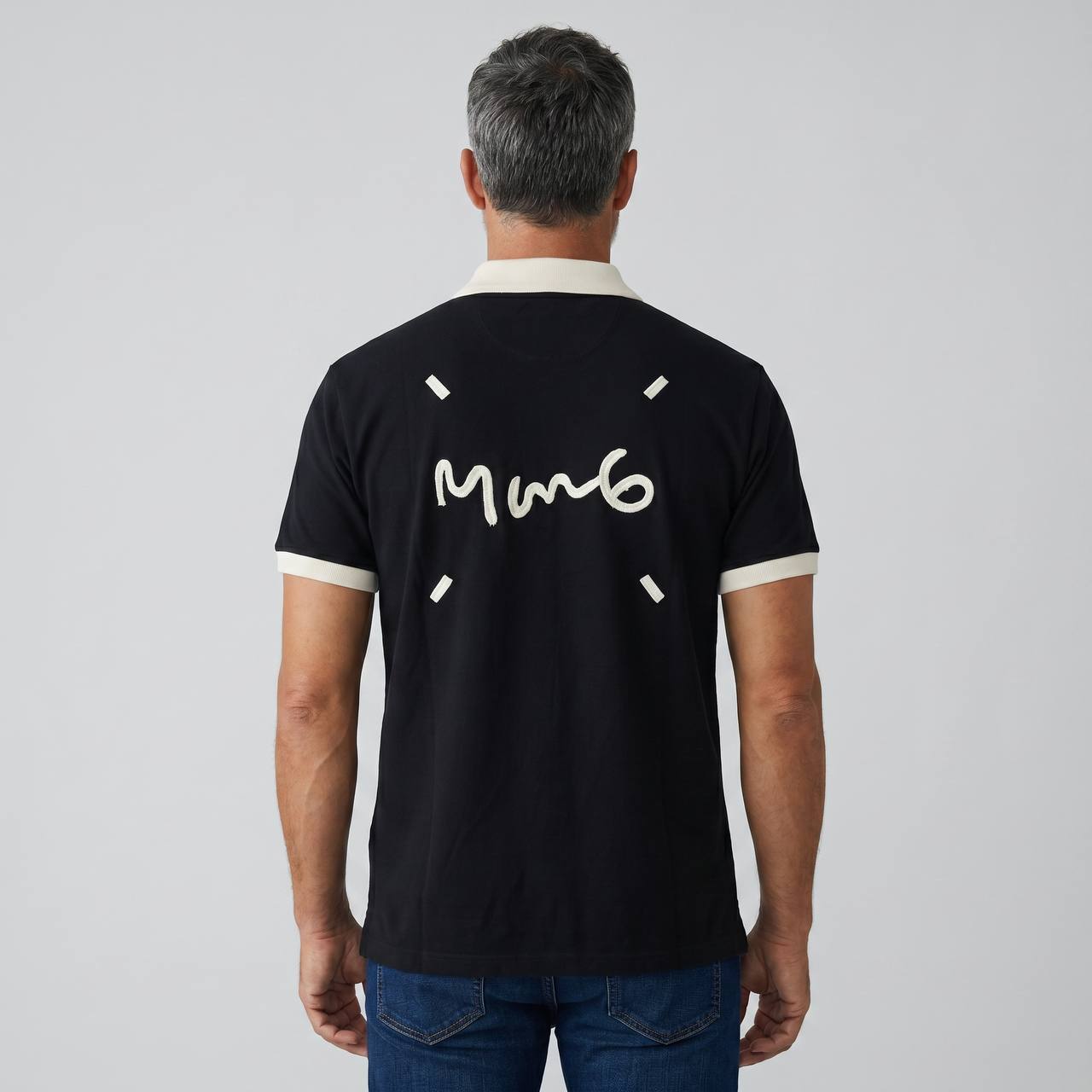 MM6 Maison Margiela Zip Polo T-Shirt – Black & White Edition 🖤✨ - MASTERPIECE
