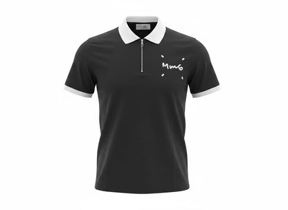 MM6 Maison Margiela Zip Polo T-Shirt – Black & White Edition 🖤✨ - MASTERPIECE
