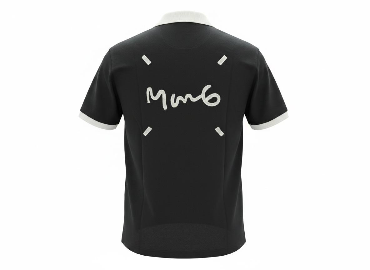 MM6 Maison Margiela Zip Polo T-Shirt – Black & White Edition 🖤✨ - MASTERPIECE