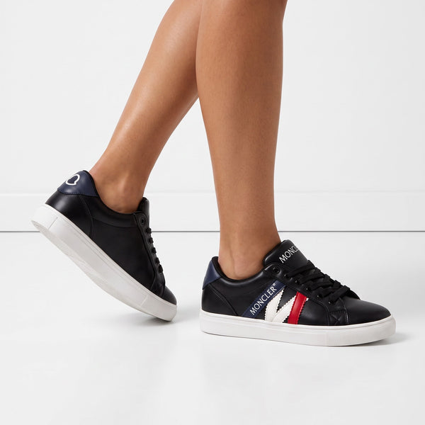 Moncler Low-Top Sneakers – Black Tri-Stripe 👟🇫🇷