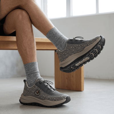 🤍 Moncler Monaco Grey Patterned Sneakers 👟✨ - MASTERPIECE