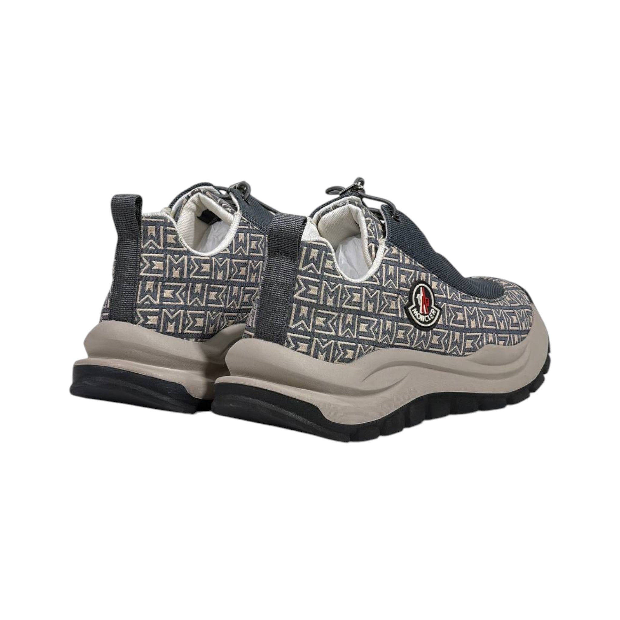 🤍 Moncler Monaco Grey Patterned Sneakers 👟✨ - MASTERPIECE