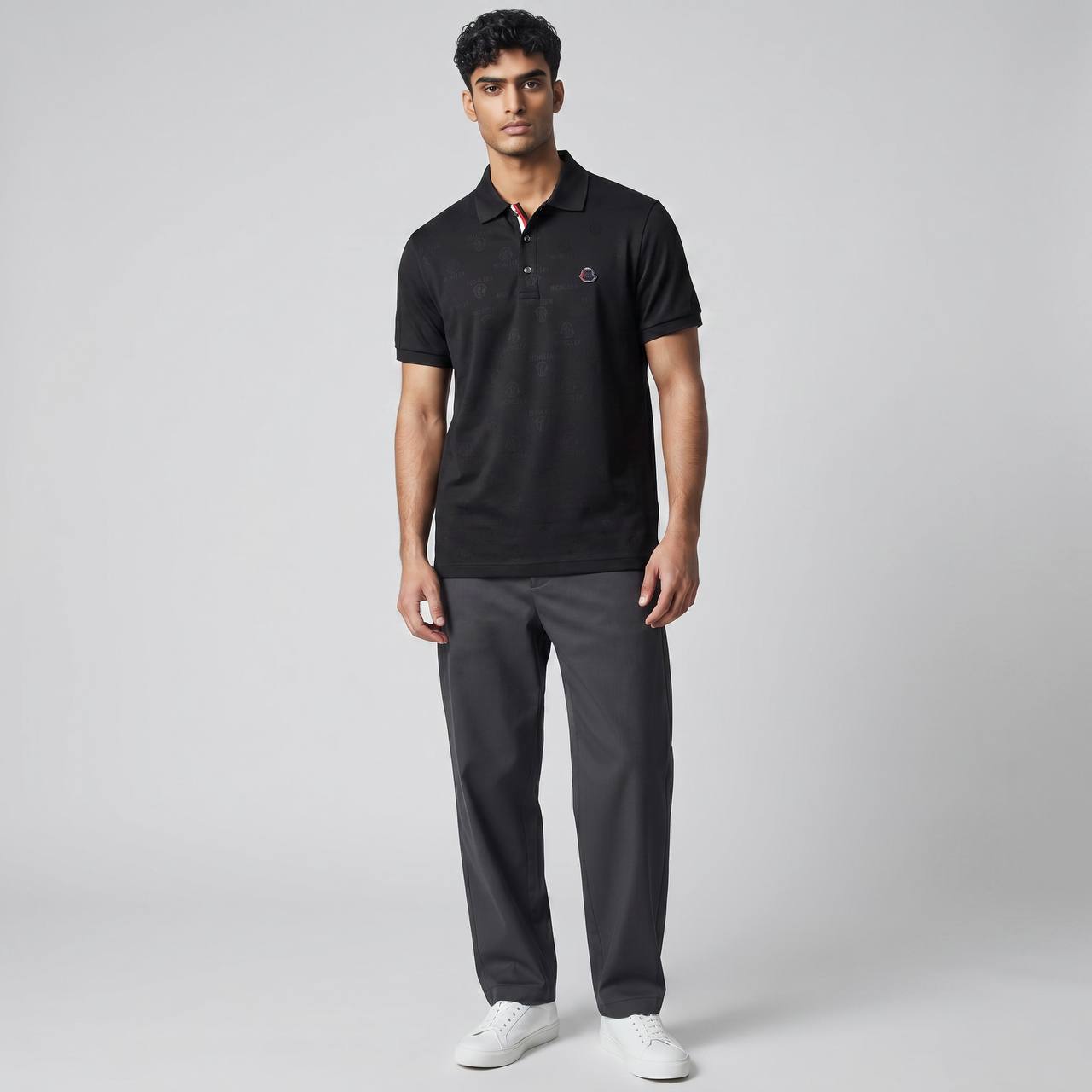 🖤 Moncler Style Black Polo – Tonal Logo Luxury Essential 👕🔥 - MASTERPIECE