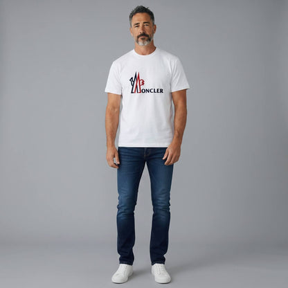Moncler Timeless White Logo T-Shirt 🤍🔥 | Premium Cotton Front & Back Print Tee - MASTERPIECE