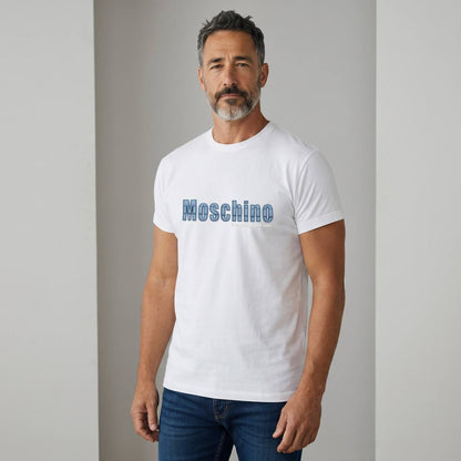 Moschino Minimal Logo T-Shirt – White & Blue Luxury Edition 🤍💙 - MASTERPIECE