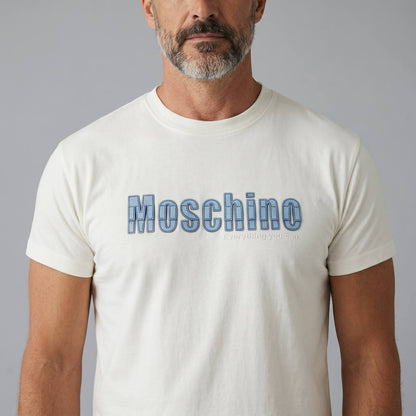 Moschino Minimal Logo T-Shirt – White & Blue Luxury Edition 🤍💙 - MASTERPIECE