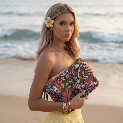 🌸 Multicolor Floral Sequin Clutch | Boho Luxe Statement Wristlet ✨ - MASTERPIECE