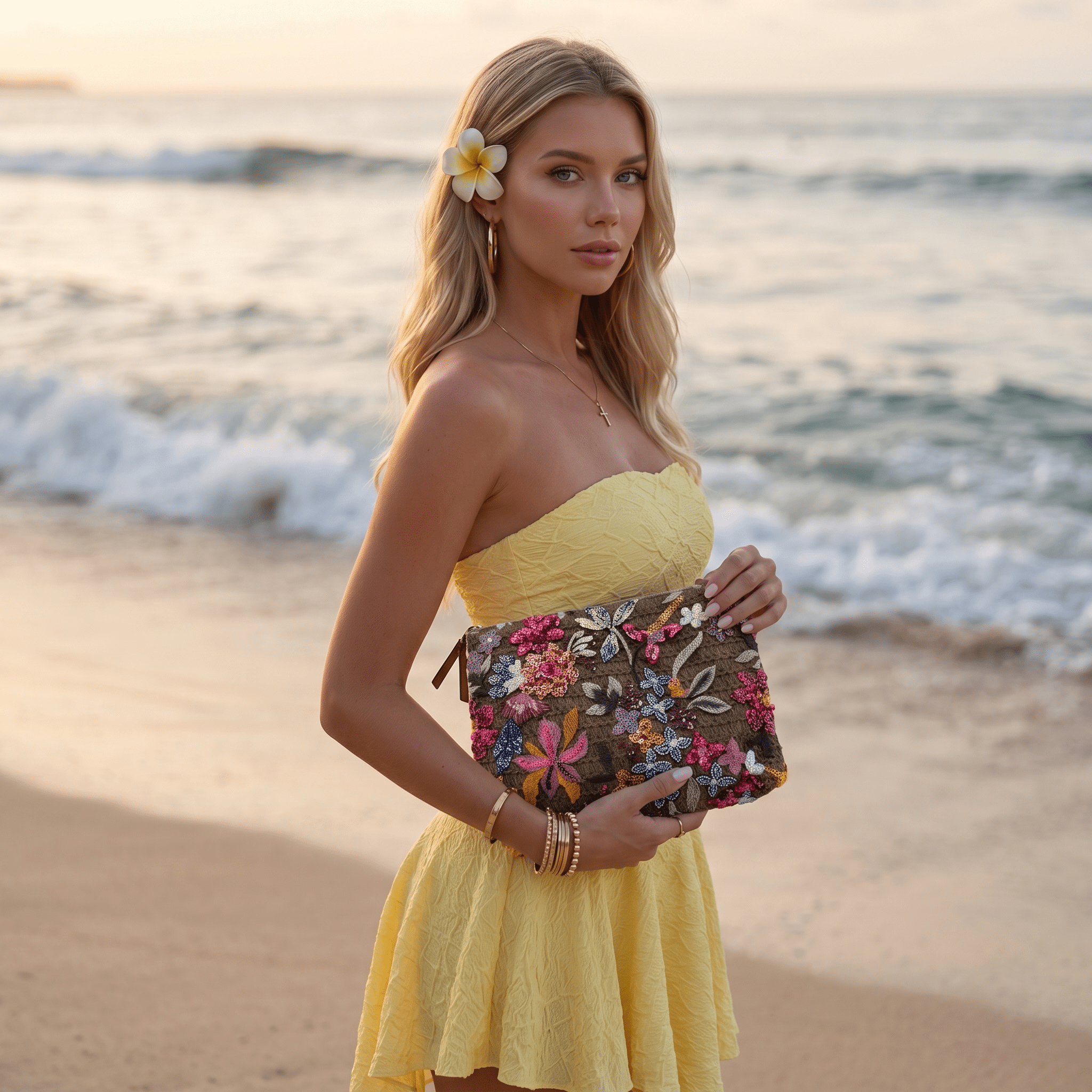 🌸 Multicolor Floral Sequin Clutch | Boho Luxe Statement Wristlet ✨ - MASTERPIECE