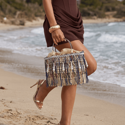 🌈 Multicolor Fringe Straw Handbag | Pearl Boho Luxe Summer Bag ✨ - MASTERPIECE