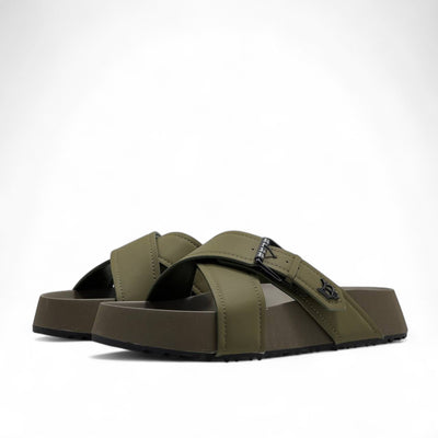 Naked Wolfe Cross-Strap Slides — Olive Green - MASTERPIECE
