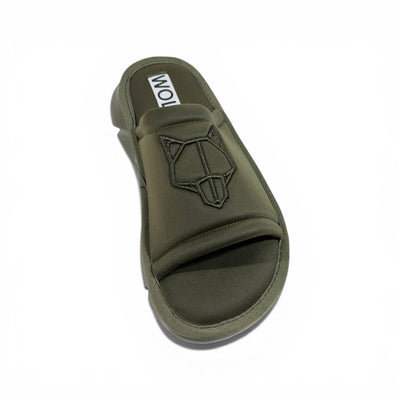 NAKED WOLFE Olive Green Chunky Slide – Bold Streetwear Comfort & Premium Design 👟🔥 - MASTERPIECE