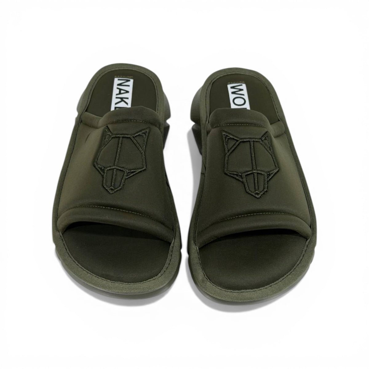 NAKED WOLFE Olive Green Chunky Slide – Bold Streetwear Comfort & Premium Design 👟🔥 - MASTERPIECE