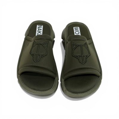 NAKED WOLFE Olive Green Chunky Slide – Bold Streetwear Comfort & Premium Design 👟🔥 - MASTERPIECE
