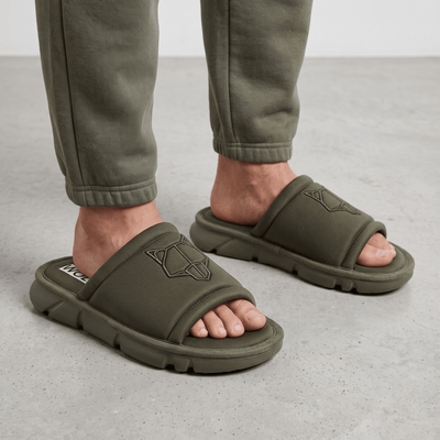 NAKED WOLFE Olive Green Chunky Slide – Bold Streetwear Comfort & Premium Design 👟🔥 - MASTERPIECE