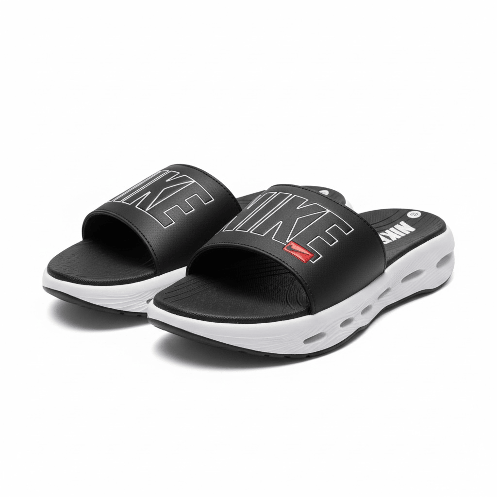 Nike Air Cushion Slides Black & White ⚫🤍 | Elevated Comfort Edition 👟🔥 - MASTERPIECE