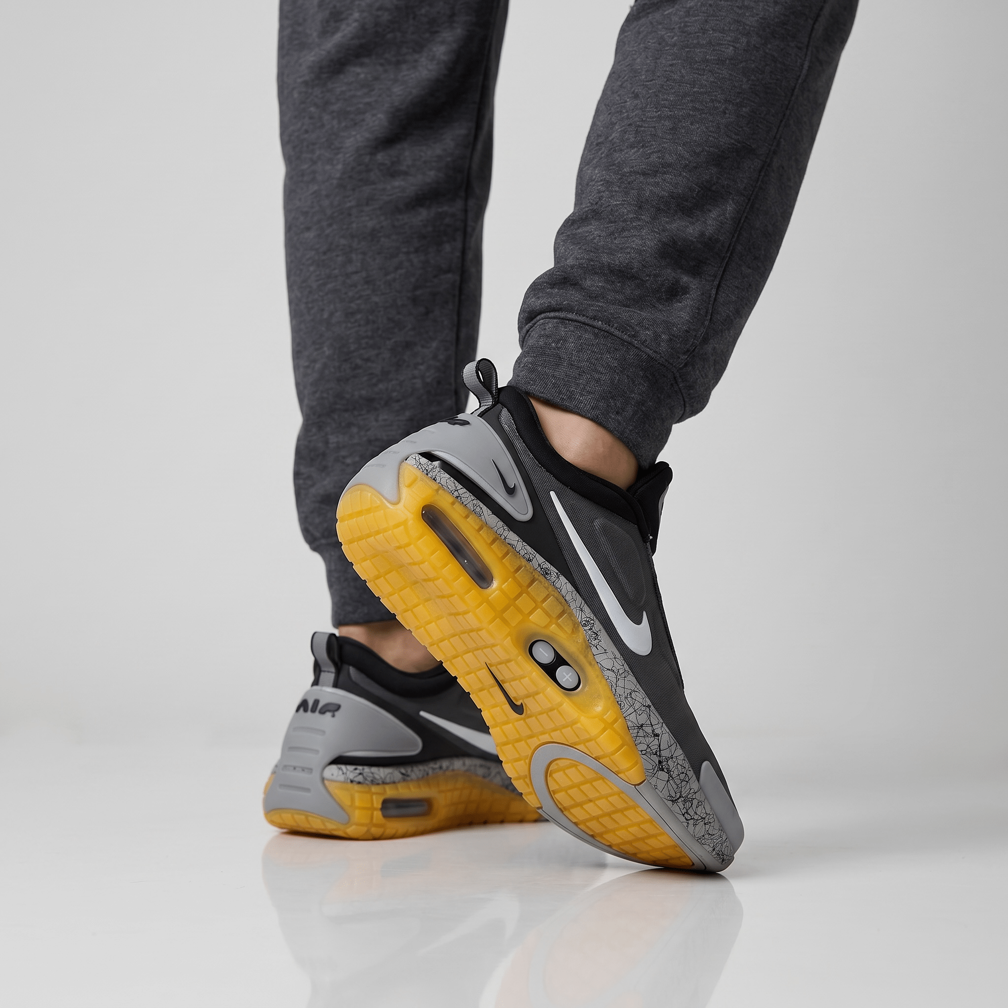 🩶🟡 Nike Air Max Slip-On Sneakers – Grey Volt Edition 👟⚡ - MASTERPIECE