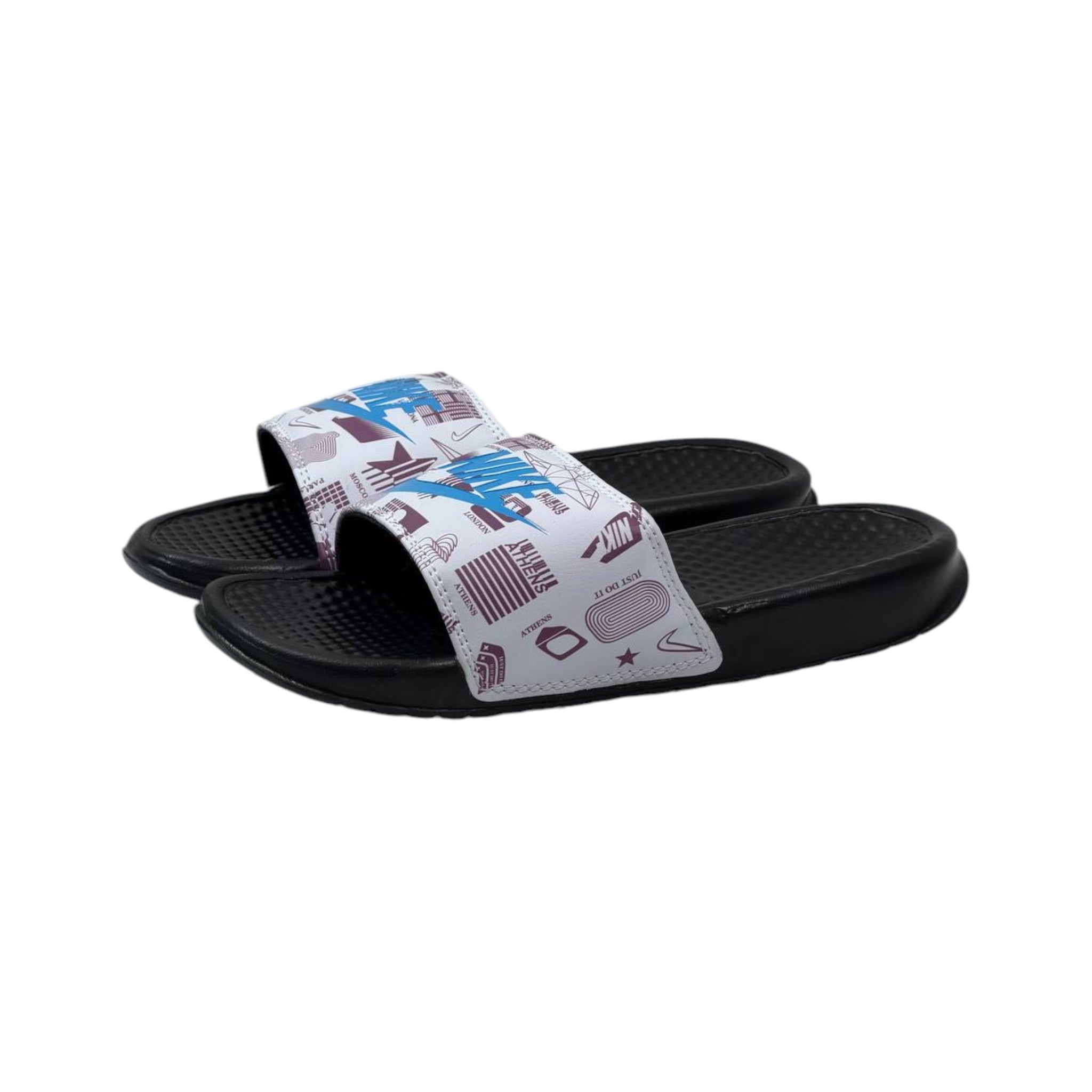 🏙️ Nike Benassi City Edition Slides – White Graphic Print - MASTERPIECE