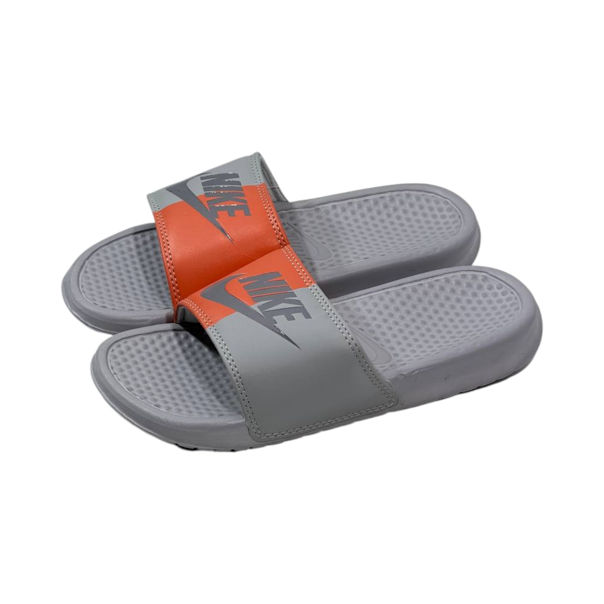 🩶🧡 Nike Benassi Dual Tone Slides – Grey & Orange Edition - MASTERPIECE