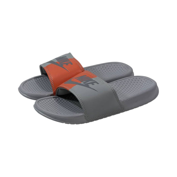 🩶🧡 Nike Benassi Dual Tone Slides – Grey & Orange Edition