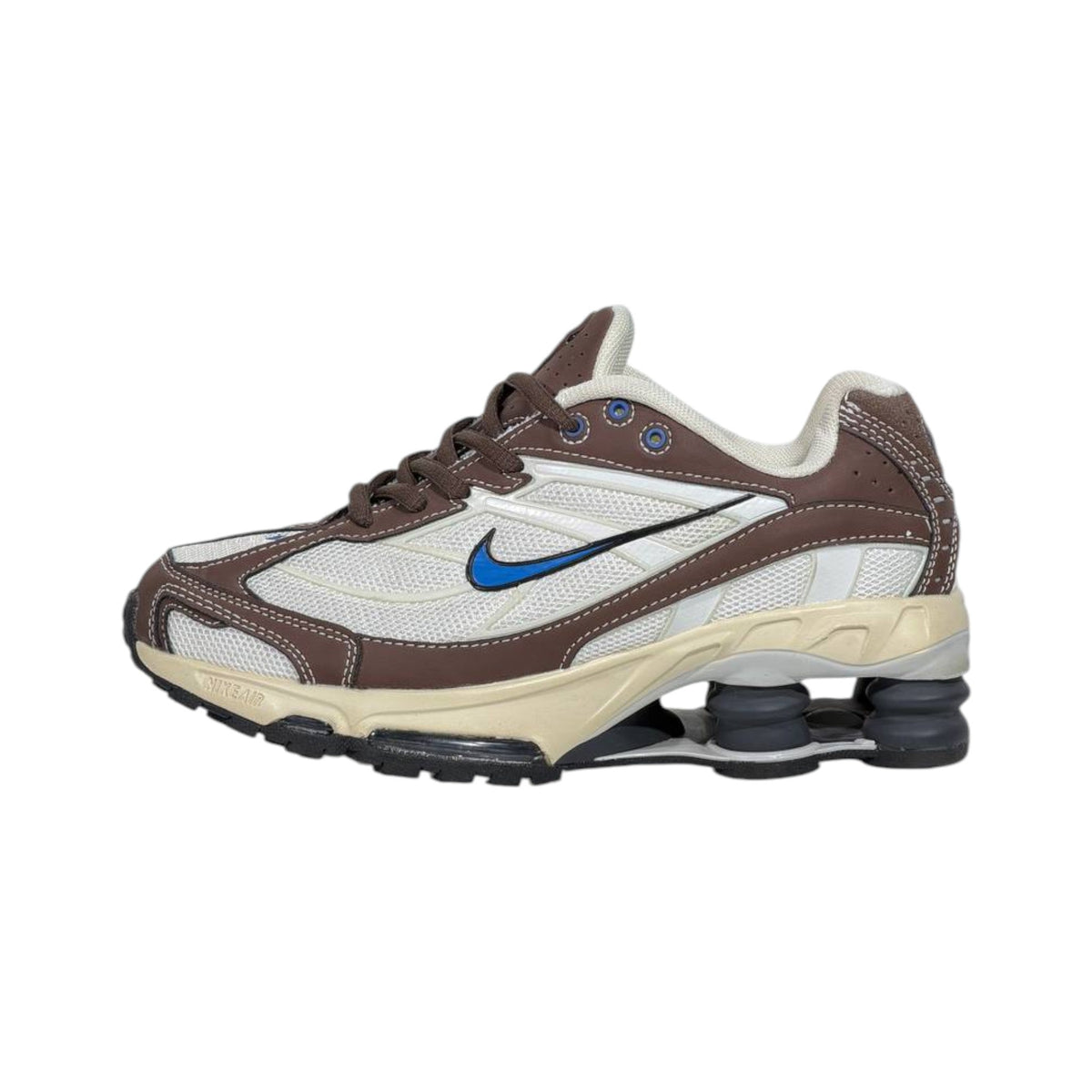 🤎⚡ Nike Shox R4 Retro Brown & Cream Running Sneakers – Y2K Streetwear Cushion Shoes 👟🔥 - MASTERPIECE