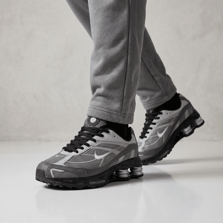Nike Shox R4 Retro Running Sneakers — Silver & Grey