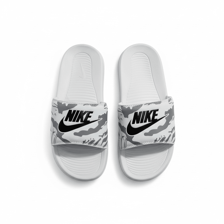 Nike Slides — White & Grey Camo