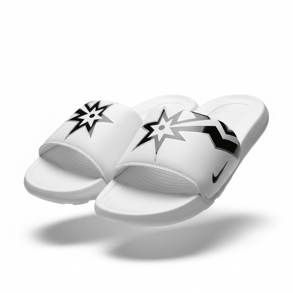 Nike White Graphic Slides 🤍⚡ | Bold Street Sport Summer Essential 👟🔥