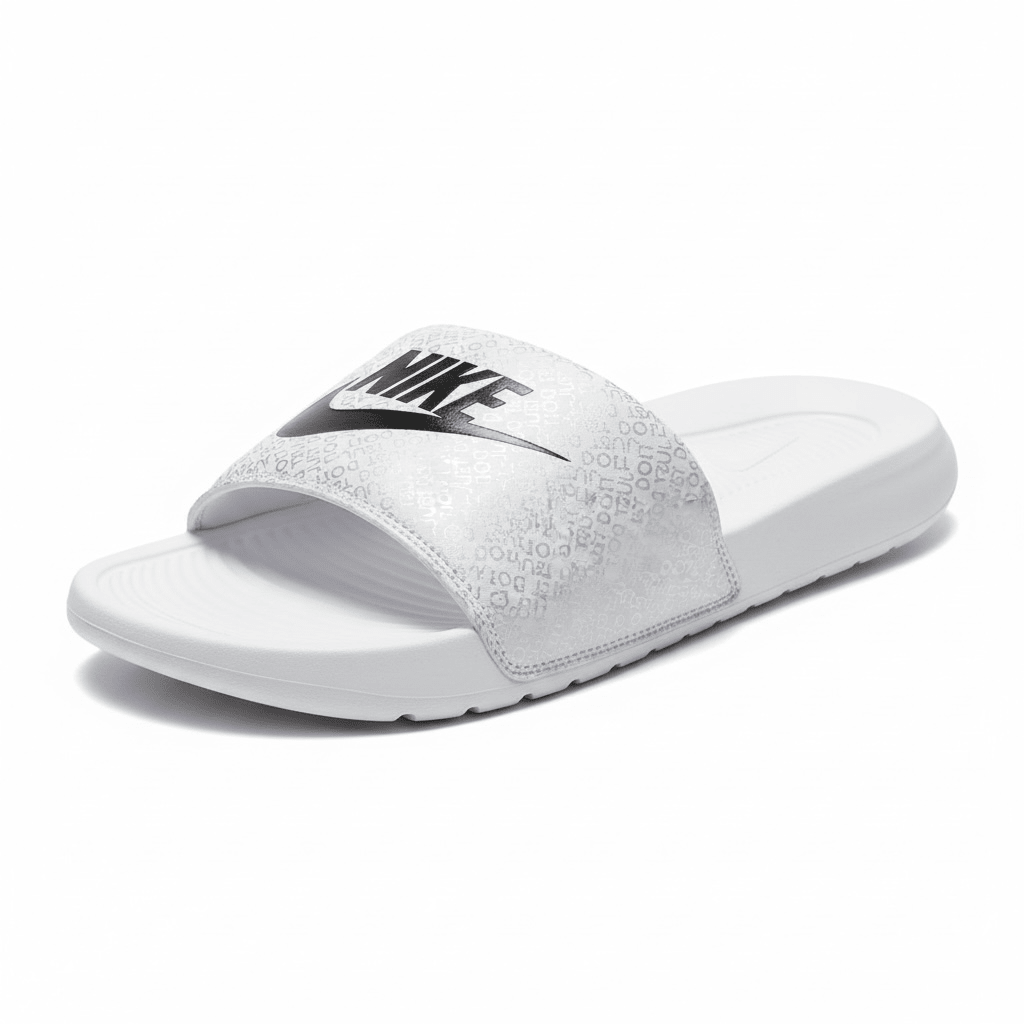 Nike White Logo Print Slides 🤍🖤 | Clean Sport Summer Essential 👟🔥 - MASTERPIECE