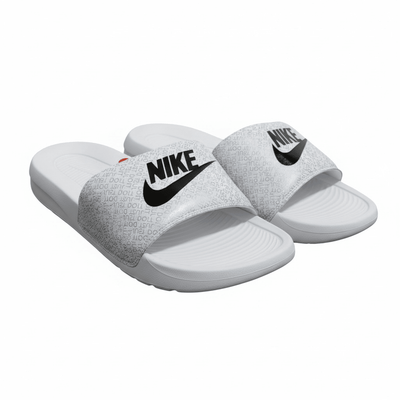 Nike White Logo Print Slides 🤍🖤 | Clean Sport Summer Essential 👟🔥 - MASTERPIECE
