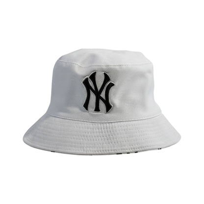 🎩 NY White Bucket Hat | 2 Styles Reversible Streetwear ⚪️🖤 - MASTERPIECE