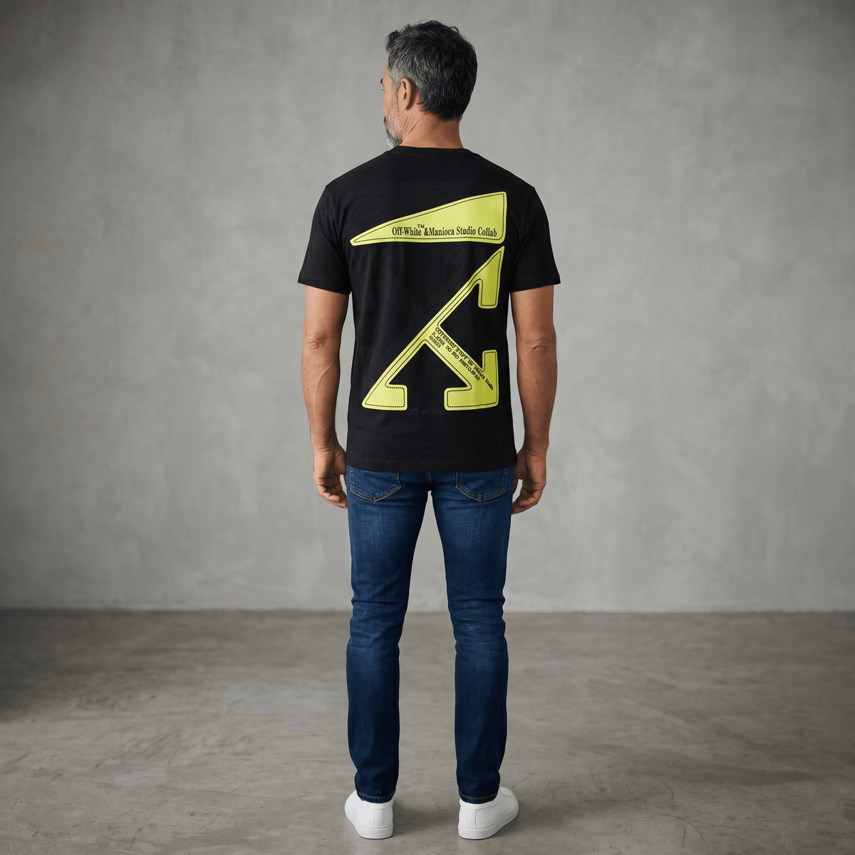 Off-White Black Arrow Back Print T-Shirt – Neon Graphic Streetwear ⚡ - MASTERPIECE