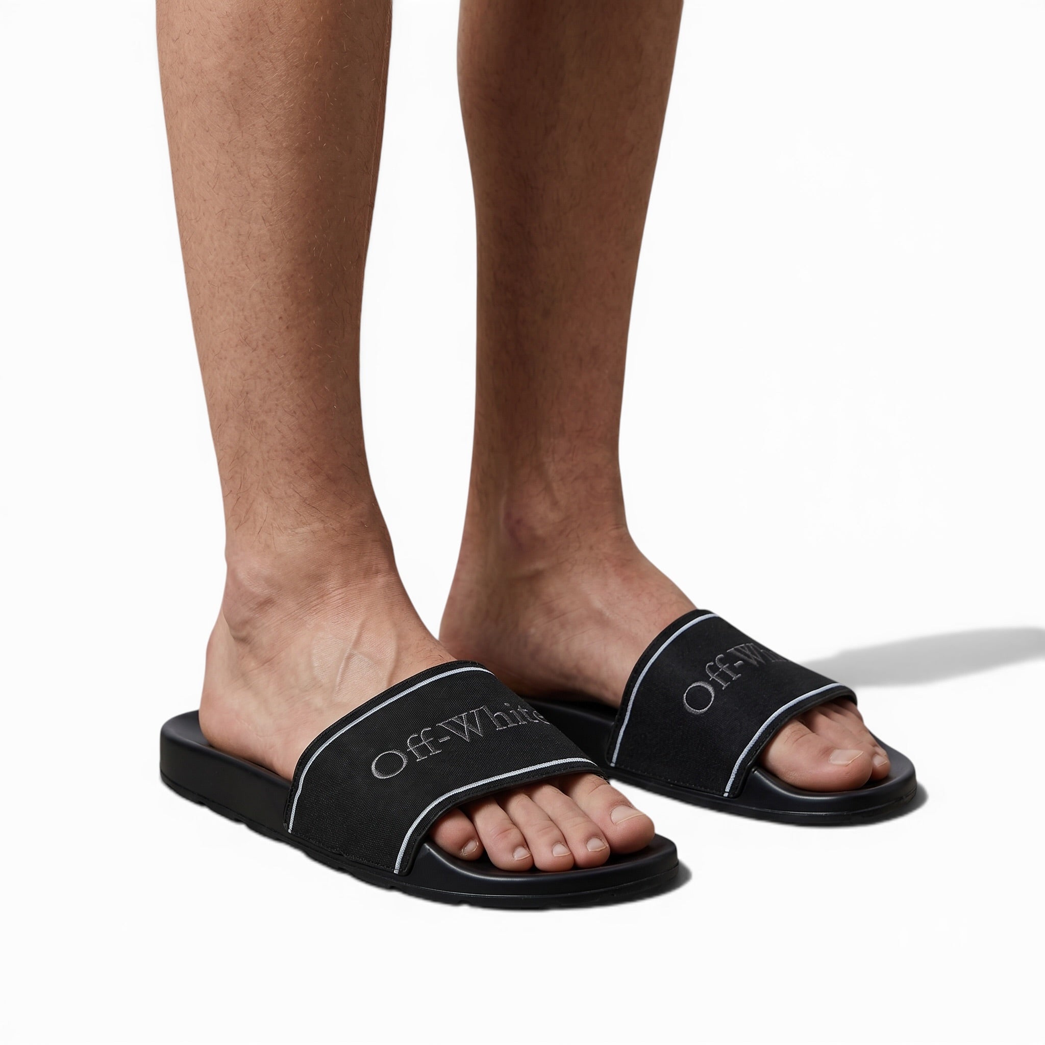 Off - White Black Logo Slides – Premium Streetwear Comfort Sandals 🖤👡 - MASTERPIECE