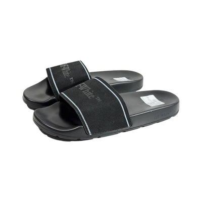 Off - White Black Logo Slides – Premium Streetwear Comfort Sandals 🖤👡 - MASTERPIECE