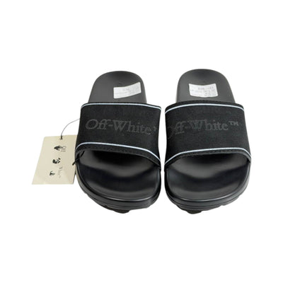 Off - White Black Logo Slides – Premium Streetwear Comfort Sandals 🖤👡 - MASTERPIECE