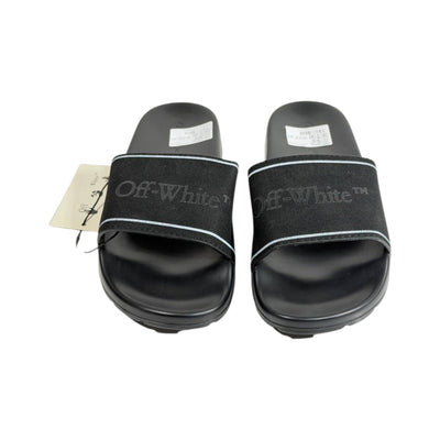 Off - White Black Logo Slides – Premium Streetwear Comfort Sandals 🖤👡 - MASTERPIECE