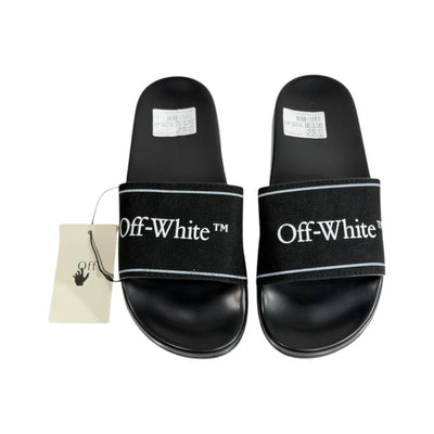Off - White Black Slides – Minimal Luxe Streetwear Sandals 🖤✨ - MASTERPIECE