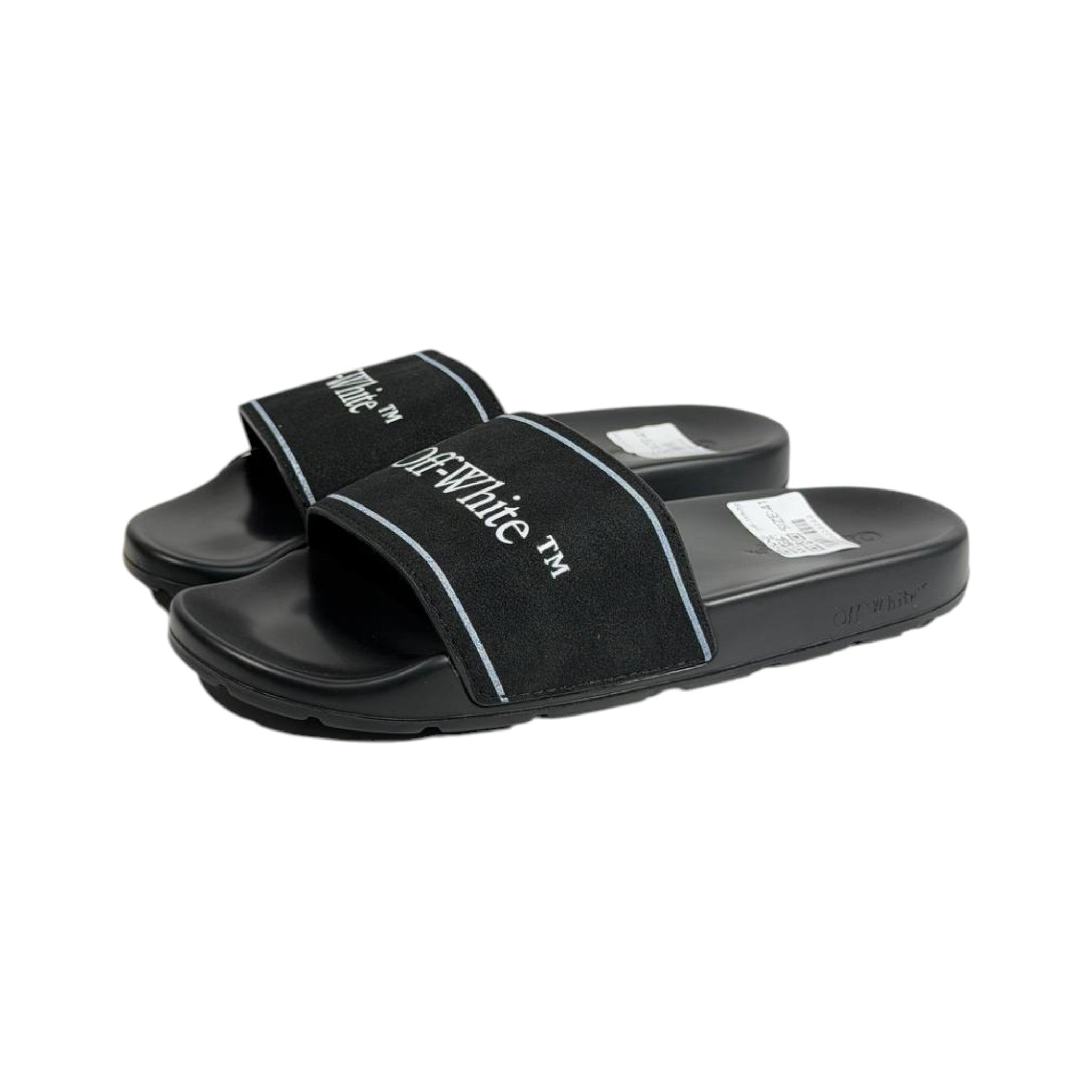 Off - White Black Slides – Minimal Luxe Streetwear Sandals 🖤✨ - MASTERPIECE