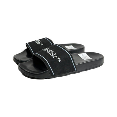 Off - White Black Slides – Minimal Luxe Streetwear Sandals 🖤✨ - MASTERPIECE