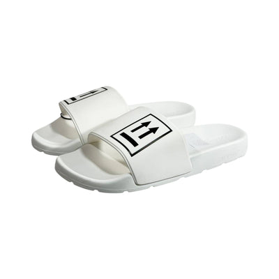 Off - White White Arrow Slides – Clean Street Luxury Sandals 🤍🖤 - MASTERPIECE