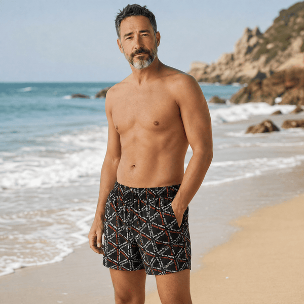 🩳 Palm Angels All-Over Logo Swim Shorts – Black Edition 🌴✨