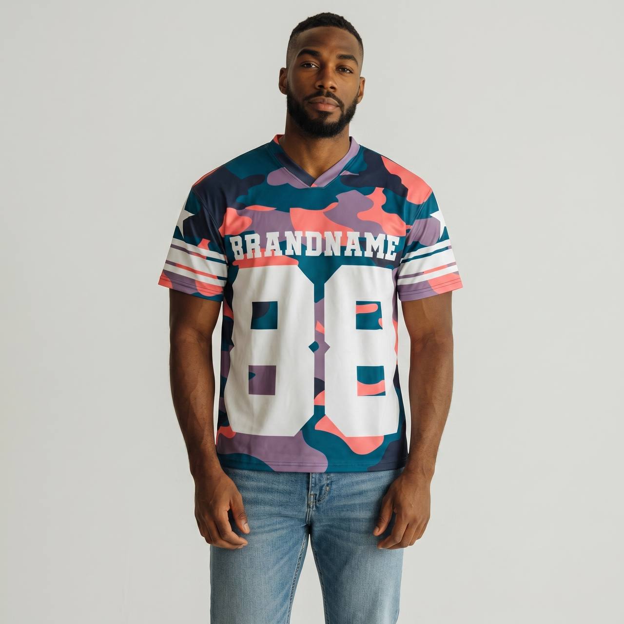 🌈 Pastel Camo 88 Oversized Football Jersey – Modern Streetwear Sports Edition ⚡ - MASTERPIECE
