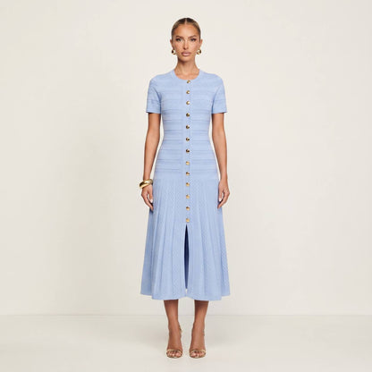 Sandro Light Blue Knit Button Dress 💙
