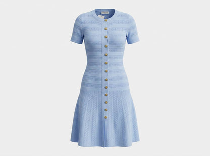 Sandro Light Blue Knit Button Dress 💙